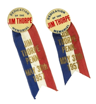Pair of Vintage 1957 Jim Thorpe Memorial Pins